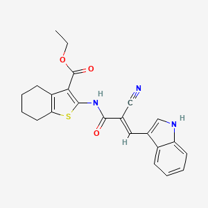 molecular formula C23H21N3O3S B2581528 (E)-2-(2-氰基-3-(1H-吲哚-3-基)丙烯酰胺)-4,5,6,7-四氢苯并[b]噻吩-3-羧酸乙酯 CAS No. 314259-73-9