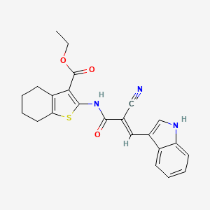 molecular formula C23H21N3O3S B2581528 (E)-Ethyl-2-(2-Cyano-3-(1H-Indol-3-yl)acrylamido)-4,5,6,7-tetrahydrobenzo[b]thiophen-3-carboxylat CAS No. 314259-73-9