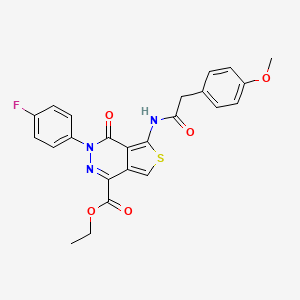 molecular formula C24H20FN3O5S B2581531 Ethyl 3-(4-fluorophenyl)-5-[[2-(4-methoxyphenyl)acetyl]amino]-4-oxothieno[3,4-d]pyridazine-1-carboxylate CAS No. 851949-72-9