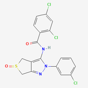 molecular formula C18H12Cl3N3O2S B2581537 2,4-二氯-N-(2-(3-氯苯基)-5-氧代-4,6-二氢-2H-噻吩并[3,4-c]吡唑-3-基)苯甲酰胺 CAS No. 1007193-97-6