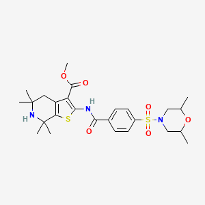 molecular formula C26H35N3O6S2 B2581541 2-(4-((2,6-二甲基吗啉)磺酰)苯甲酰氨基)-5,5,7,7-四甲基-4,5,6,7-四氢噻吩并[2,3-c]吡啶-3-羧酸甲酯 CAS No. 489471-20-7