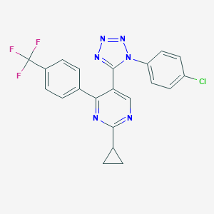 molecular formula C21H14ClF3N6 B258156 5-[1-(4-chlorophenyl)-1H-tetraazol-5-yl]-2-cyclopropyl-4-[4-(trifluoromethyl)phenyl]pyrimidine 