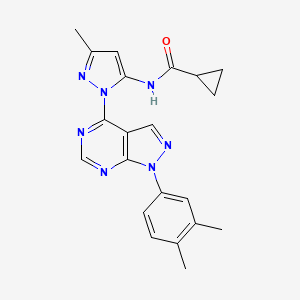 molecular formula C21H21N7O B2581561 N-(1-(1-(3,4-二甲苯基)-1H-吡唑并[3,4-d]嘧啶-4-基)-3-甲基-1H-吡唑-5-基)环丙烷甲酰胺 CAS No. 1006277-37-7