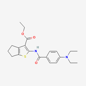 molecular formula C21H26N2O3S B2581572 2-(4-(diéthylamino)benzamido)-5,6-dihydro-4H-cyclopenta[b]thiophène-3-carboxylate d’éthyle CAS No. 477493-84-8