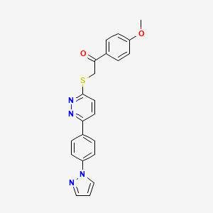 molecular formula C22H18N4O2S B2581574 1-(4-Methoxyphenyl)-2-[6-(4-pyrazol-1-ylphenyl)pyridazin-3-yl]sulfanylethanone CAS No. 1004439-90-0