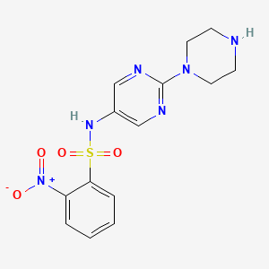 molecular formula C14H16N6O4S B2581576 2-Nitro-N-(2-piperazin-1-ylpyrimidin-5-yl)benzenesulfonamide CAS No. 2138098-07-2