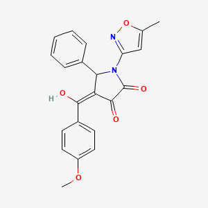 molecular formula C22H18N2O5 B2581578 3-hydroxy-4-(4-methoxybenzoyl)-1-(5-methylisoxazol-3-yl)-5-phenyl-1H-pyrrol-2(5H)-one CAS No. 618875-90-4