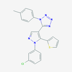 molecular formula C21H15ClN6S B258158 5-[1-(3-chlorophenyl)-5-(2-thienyl)-1H-pyrazol-4-yl]-1-(4-methylphenyl)-1H-tetraazole 