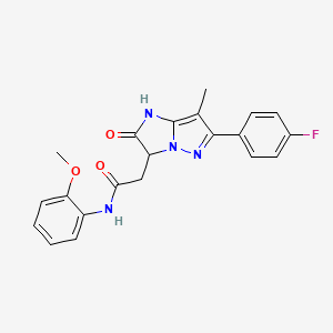 molecular formula C21H19FN4O3 B2581583 2-(6-(4-氟苯基)-7-甲基-2-氧代-2,3-二氢-1H-咪唑并[1,2-b]吡唑-3-基)-N-(2-甲氧基苯基)乙酰胺 CAS No. 1421510-10-2