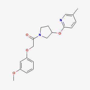 molecular formula C19H22N2O4 B2581590 2-(3-Methoxyphenoxy)-1-(3-((5-methylpyridin-2-yl)oxy)pyrrolidin-1-yl)ethanone CAS No. 1904349-95-6