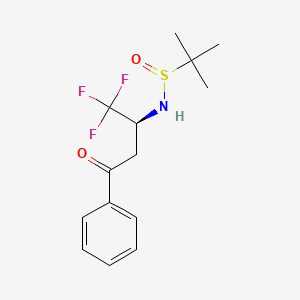 molecular formula C14H18F3NO2S B2581594 N-[(S)-1-(Trifluoromethyl)-3-oxo-3-phenylpropyl]-2-methylpropane-2-sulfinamide CAS No. 1280655-24-4