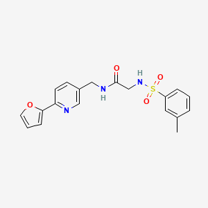molecular formula C19H19N3O4S B2581595 N-((6-(furan-2-yl)pyridin-3-yl)methyl)-2-(3-methylphenylsulfonamido)acetamide CAS No. 2034580-06-6
