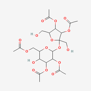 molecular formula C22H32O16 B2581603 [4,5-Diacetyloxy-6-[3,4-diacetyloxy-2,5-bis(hydroxymethyl)oxolan-2-yl]oxy-3-hydroxyoxan-2-yl]methyl acetate CAS No. 1192253-33-0