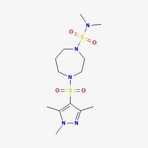 molecular formula C13H25N5O4S2 B2581605 N,N-dimethyl-4-((1,3,5-trimethyl-1H-pyrazol-4-yl)sulfonyl)-1,4-diazepane-1-sulfonamide CAS No. 1904083-22-2