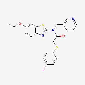 molecular formula C23H20FN3O2S2 B2581612 N-(6-乙氧基苯并[d]噻唑-2-基)-2-((4-氟苯基)硫代)-N-(吡啶-3-基甲基)乙酰胺 CAS No. 941909-15-5