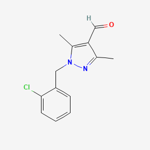 molecular formula C13H13ClN2O B2581614 1-[(2-氯苯基)甲基]-3,5-二甲基-1H-吡唑-4-甲醛 CAS No. 882229-36-9