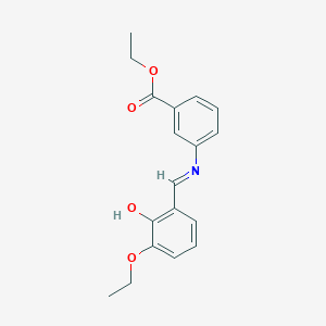 molecular formula C18H19NO4 B2581616 3-{[(1E)-(3-乙氧基-2-羟苯基)亚甲基]氨基}苯甲酸乙酯 CAS No. 1232826-56-0