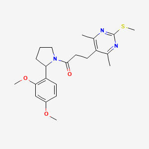 molecular formula C22H29N3O3S B2581618 1-[2-(2,4-Dimethoxyphenyl)pyrrolidin-1-yl]-3-[4,6-dimethyl-2-(methylsulfanyl)pyrimidin-5-yl]propan-1-one CAS No. 1211831-54-7