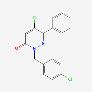 molecular formula C17H12Cl2N2O B2581619 5-氯-2-(4-氯苄基)-6-苯基-3(2H)-吡啶并嘧啶酮 CAS No. 861208-88-0