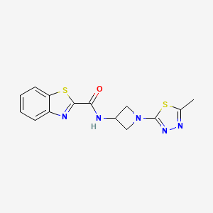 molecular formula C14H13N5OS2 B2581625 N-[1-(5-Methyl-1,3,4-thiadiazol-2-yl)azetidin-3-yl]-1,3-benzothiazole-2-carboxamide CAS No. 2415469-68-8