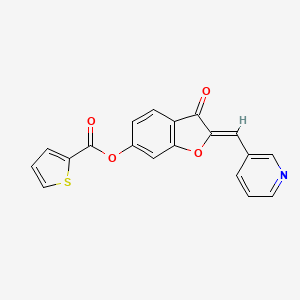 molecular formula C19H11NO4S B2581627 (Z)-3-oxo-2-(pyridin-3-ylmethylene)-2,3-dihydrobenzofuran-6-yl thiophene-2-carboxylate CAS No. 622362-06-5