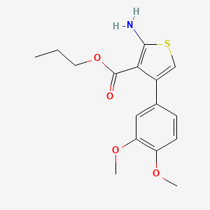 molecular formula C16H19NO4S B2581628 Propyl 2-amino-4-(3,4-dimethoxyphenyl)thiophene-3-carboxylate CAS No. 350997-24-9