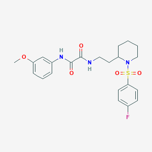 molecular formula C22H26FN3O5S B2581630 N1-(2-(1-((4-fluorophenyl)sulfonyl)piperidin-2-yl)ethyl)-N2-(3-methoxyphenyl)oxalamide CAS No. 898450-04-9