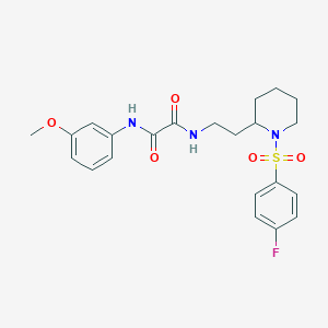 molecular formula C22H26FN3O5S B2581630 N-{2-[1-(4-fluorobenzenesulfonyl)piperidin-2-yl]ethyl}-N'-(3-methoxyphenyl)ethanediamide CAS No. 898450-04-9