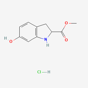 molecular formula C10H12ClNO3 B2581631 6-羟基-2,3-二氢-1H-吲哚-2-羧酸甲酯盐酸盐 CAS No. 2031258-94-1