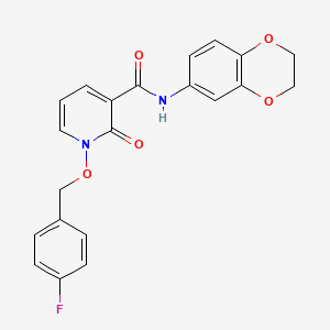 molecular formula C21H17FN2O5 B2581633 N-(2,3-二氢-1,4-苯并二噁英-6-基)-1-[(4-氟苯基)甲氧基]-2-氧代吡啶-3-甲酰胺 CAS No. 868678-31-3
