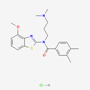 molecular formula C22H28ClN3O2S B2581636 N-(3-(dimethylamino)propyl)-N-(4-methoxybenzo[d]thiazol-2-yl)-3,4-dimethylbenzamide hydrochloride CAS No. 1321968-56-2