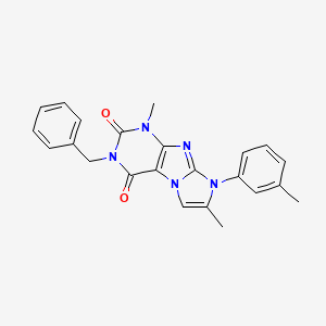 molecular formula C23H21N5O2 B2581637 3-benzyl-1,7-dimethyl-8-(m-tolyl)-1H-imidazo[2,1-f]purine-2,4(3H,8H)-dione CAS No. 877643-57-7