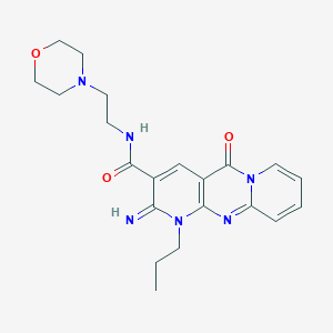 molecular formula C21H26N6O3 B2581639 (2-imino-5-oxo-1-propyl(1,6-dihydropyridino[1,2-a]pyridino[2,3-d]pyrimidin-3-y l))-N-(2-morpholin-4-ylethyl)carboxamide CAS No. 683807-05-8