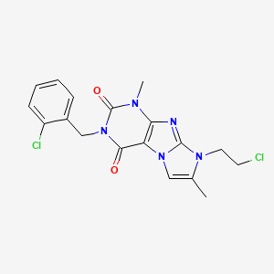 molecular formula C18H17Cl2N5O2 B2581640 3-(2-氯苄基)-8-(2-氯乙基)-1,7-二甲基-1H-咪唑并[2,1-f]嘌呤-2,4(3H,8H)-二酮 CAS No. 923461-47-6