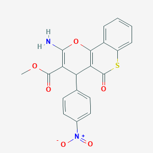 molecular formula C20H14N2O6S B2581641 methyl 2-amino-4-(4-nitrophenyl)-5-oxo-4H,5H-thiochromeno[4,3-b]pyran-3-carboxylate CAS No. 939894-19-6