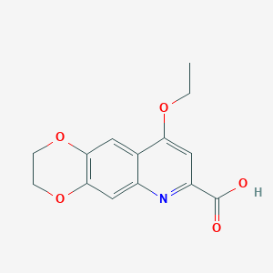 molecular formula C14H13NO5 B2581642 9-Ethoxy-2,3-dihydro[1,4]dioxino[2,3-g]quinoline-7-carboxylic acid CAS No. 1351780-19-2