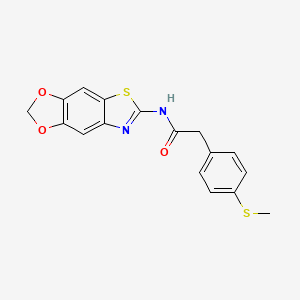 molecular formula C17H14N2O3S2 B2581646 N-([1,3]二氧杂[4',5':4,5]苯并[1,2-d]噻唑-6-基)-2-(4-(甲硫基)苯基)乙酰胺 CAS No. 900009-46-3