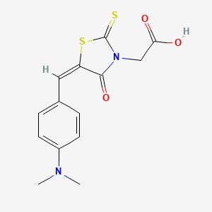 molecular formula C14H14N2O3S2 B2581651 [5-(4-Dimethylamino-benzylidene)-4-oxo-2-thioxo-thiazolidin-3-yl]-acetic acid CAS No. 82158-66-5