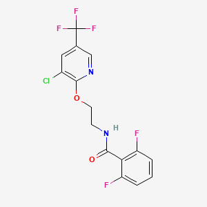 molecular formula C15H10ClF5N2O2 B2581659 N-(2-{[3-chloro-5-(trifluoromethyl)-2-pyridinyl]oxy}ethyl)-2,6-difluorobenzenecarboxamide CAS No. 1609408-77-6