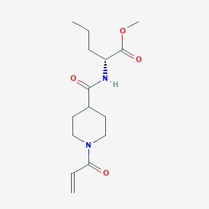 molecular formula C15H24N2O4 B2581669 Methyl (2R)-2-[(1-prop-2-enoylpiperidine-4-carbonyl)amino]pentanoate CAS No. 2361596-69-0