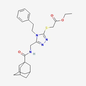 ethyl 2-((5-(((1s,3s)-adamantane-1-carboxamido)methyl)-4-phenethyl-4H-1,2,4-triazol-3-yl)thio)acetate
