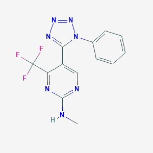molecular formula C13H10F3N7 B258168 N-methyl-5-(1-phenyl-1H-tetraazol-5-yl)-4-(trifluoromethyl)-2-pyrimidinamine 