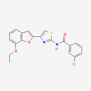 molecular formula C20H15ClN2O3S B2581680 3-chloro-N-(4-(7-ethoxybenzofuran-2-yl)thiazol-2-yl)benzamide CAS No. 921797-44-6