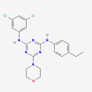 molecular formula C21H22Cl2N6O B2581686 N2-(3,5-dichlorophenyl)-N4-(4-ethylphenyl)-6-morpholino-1,3,5-triazine-2,4-diamine CAS No. 898648-71-0