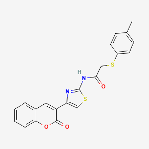 molecular formula C21H16N2O3S2 B2581687 N-(4-(2-oxo-2H-chromen-3-yl)thiazol-2-yl)-2-(p-tolylthio)acetamide CAS No. 895455-39-7