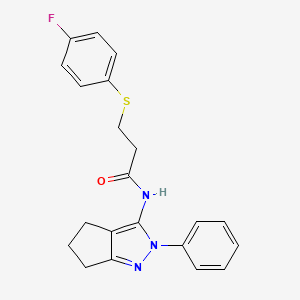 3-((4-fluorophenyl)thio)-N-(2-phenyl-2,4,5,6-tetrahydrocyclopenta[c]pyrazol-3-yl)propanamide