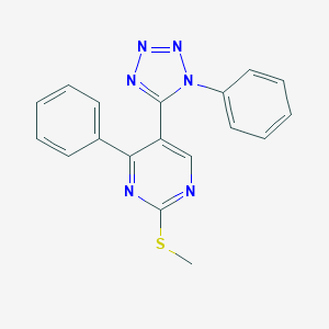 methyl 4-phenyl-5-(1-phenyl-1H-tetraazol-5-yl)-2-pyrimidinyl sulfide