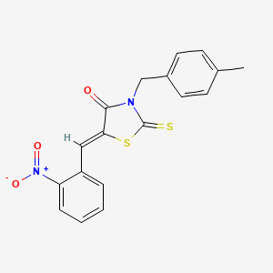 molecular formula C18H14N2O3S2 B2581692 (5Z)-3-[(4-methylphenyl)methyl]-5-[(2-nitrophenyl)methylidene]-2-sulfanylidene-1,3-thiazolidin-4-one CAS No. 608118-75-8