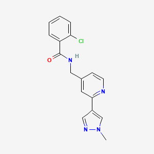 molecular formula C17H15ClN4O B2581694 2-氯-N-{[2-(1-甲基-1H-吡唑-4-基)吡啶-4-基]甲基}苯甲酰胺 CAS No. 2097863-32-4