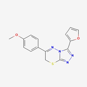 molecular formula C15H12N4O2S B2581695 3-(furan-2-yl)-6-(4-methoxyphenyl)-7H-[1,2,4]triazolo[3,4-b][1,3,4]thiadiazine CAS No. 183536-48-3